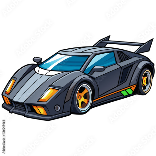 black color vehicle futuristic sport car elegant vector illustration