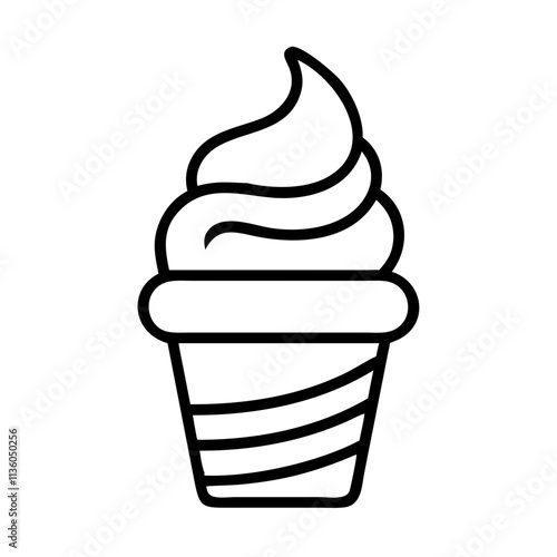 raspberry ripple ice cream icon, ice cream day line art, ice cream icon - simple black line art icon of raspberry ripple ice cream, symbolizing ice cream day celebrations. ice cream vector art.