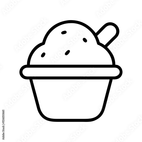 vanilla bean scoop icon, ice cream day line art, ice cream icon - simple black line art icon of vanilla bean scoop, symbolizing ice cream day celebrations. ice cream vector art.