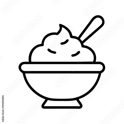 vanilla bean scoop icon, ice cream day line art, ice cream icon - simple black line art icon of vanilla bean scoop, symbolizing ice cream day celebrations. ice cream vector art.