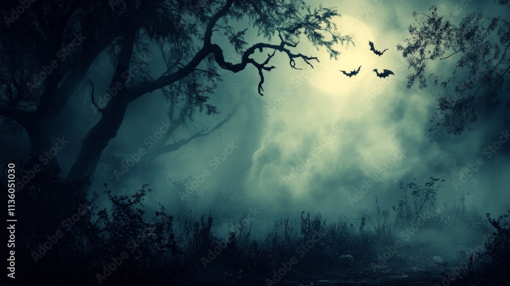 skull fog in dark halloween background skull fog in dark halloween background