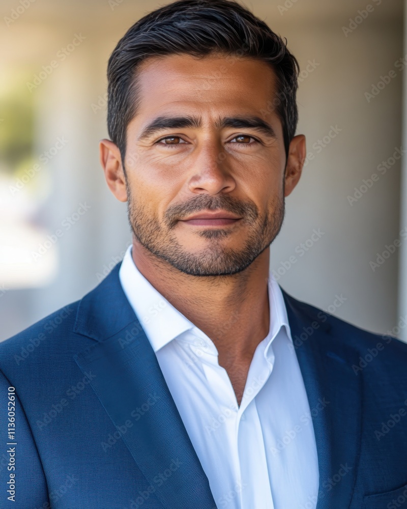 Confident businessman with a suit and a smile in a studio background, He looking at the camera Confident businessman with a suit and a smile in a studio background, He looking at the camera