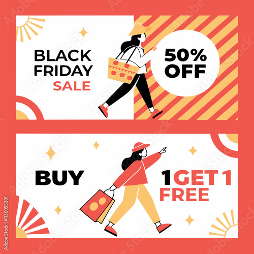 Black Friday Sale Banner 50 Off Buy 1 Get 1 Free