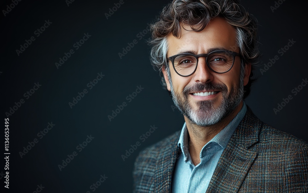 Confident businessman with a suit and a smile in a studio background, He looking at the camera Confident businessman with a suit and a smile in a studio background, He looking at the camera