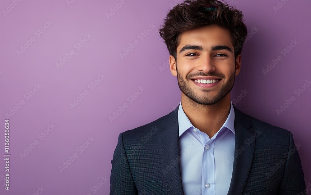 Confident businessman with a suit and a smile in a studio background, He looking at the camera Confident businessman with a suit and a smile in a studio background, He looking at the camera