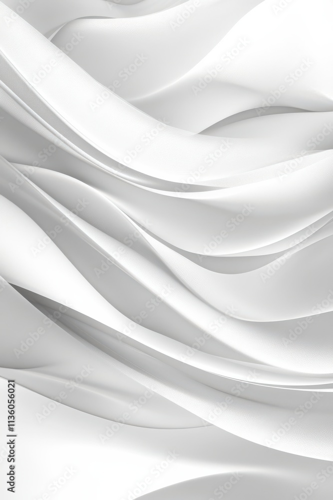Fototapeta premium Soft Gray Waves on Minimalist White Background