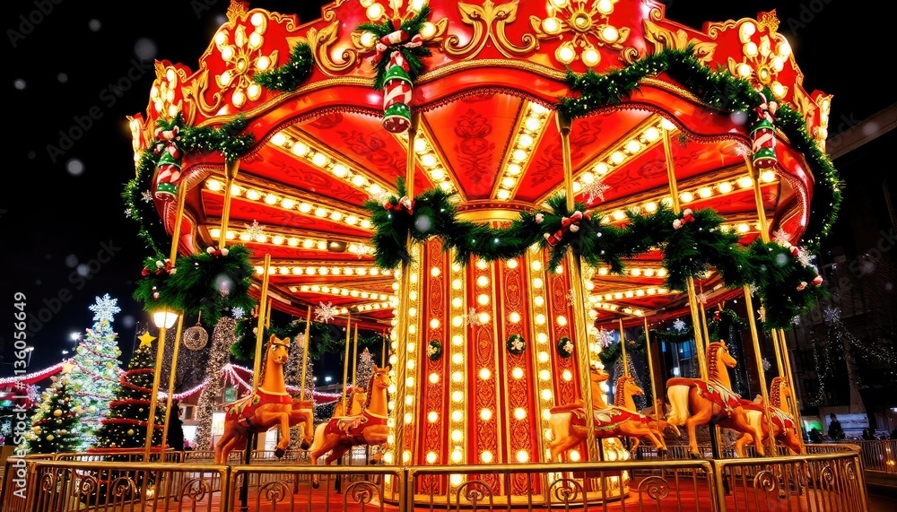 Holiday-Themed Carousel with Christmas Trees and Snowflakes Gently Spinning in the Air. Free Christmas Background. Chrismas Wallpaper. Cool Wallpaper 4k Holiday-Themed Carousel with Christmas Trees and Snowflakes Gently Spinning in the Air. Free Christmas Background. Chrismas Wallpaper. Cool Wallpaper 4k
