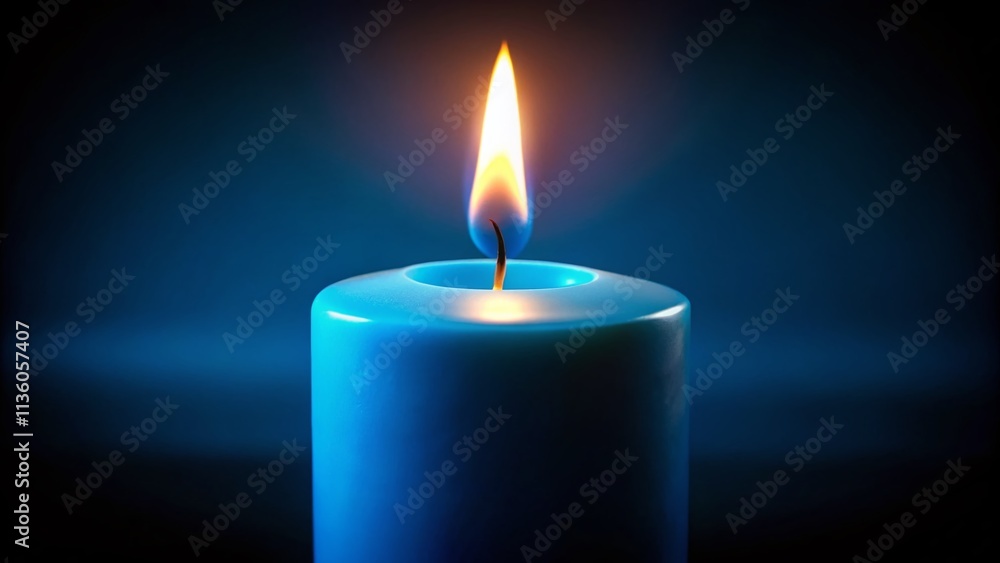 Blue Candle Flame, Burning Candle Closeup, Dark Blue Candle, Mystical Candlelight, Night Candle Photography Blue Candle Flame, Burning Candle Closeup, Dark Blue Candle, Mystical Candlelight, Night Candle Photography