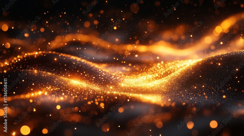 Abstract glowing particles in a wave pattern Abstract glowing particles in a wave pattern