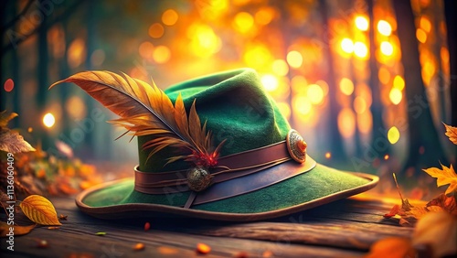 Bokeh Photography: Robin Hood Themed Hat, Romantic Blurred Background, Cinematic Lighting