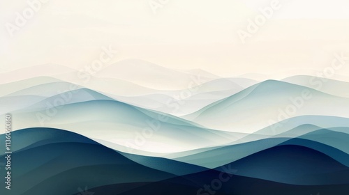 Dynamic soft gradient waves abstract landscape digital art serene environment aerial view elegant representation