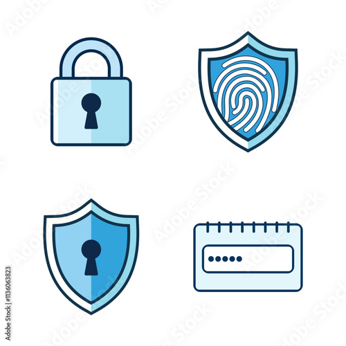 Cybersecurity icon set