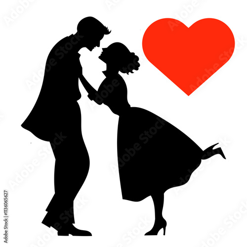 Wallpaper Mural Silhouette of a romantic couple in an intimate embrace.who is in a suit. They are close together, gazing into each other's eyes Torontodigital.ca