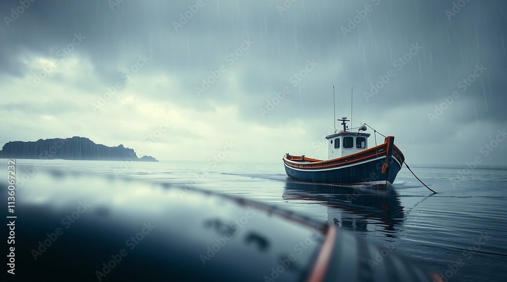Naklejka premium Boat in the sea ⛵