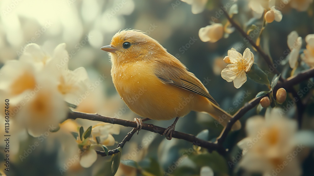 Golden Bird in Spring Blossoms: A Nature Photography Masterpiece Golden Bird in Spring Blossoms: A Nature Photography Masterpiece