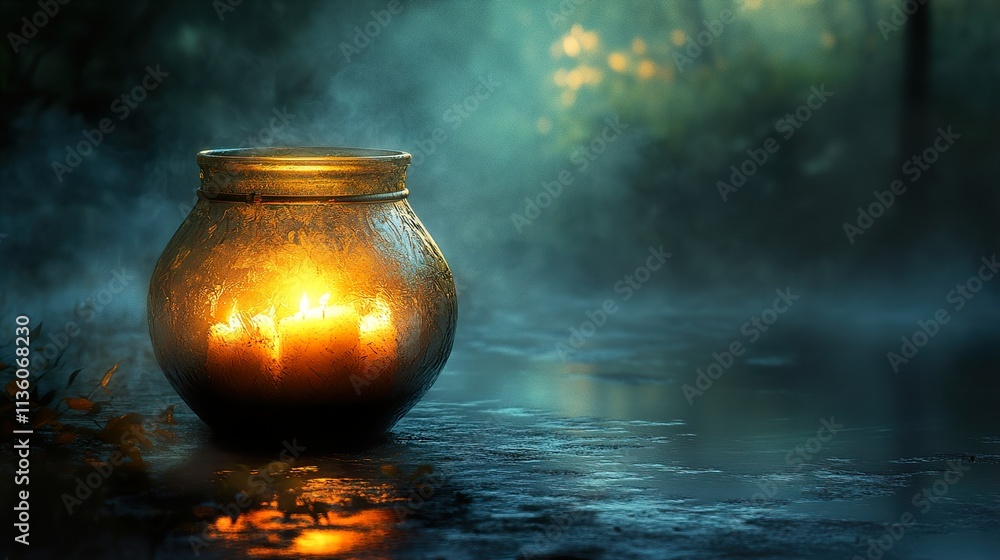 Enigmatic Candlelight: A Serene Night Scene Enigmatic Candlelight: A Serene Night Scene