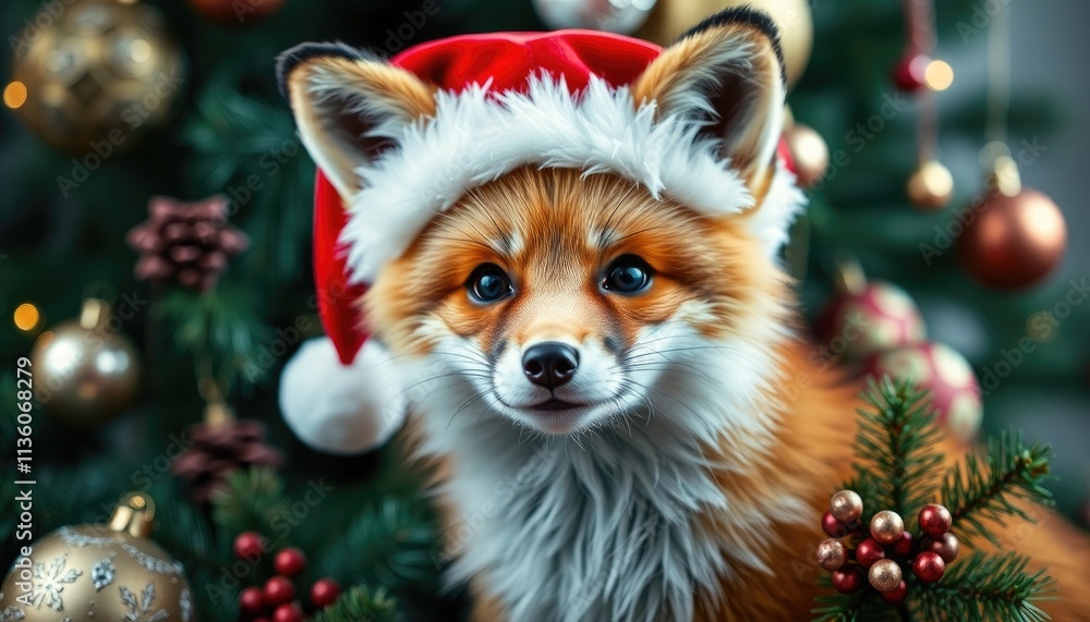 Portrait of a Cute Fox Wearing a Santa Hat. Surrounded by Festive Decorations. Free Christmas Background. Chrismas Wallpaper. Cool Wallpaper 4k Portrait of a Cute Fox Wearing a Santa Hat. Surrounded by Festive Decorations. Free Christmas Background. Chrismas Wallpaper. Cool Wallpaper 4k