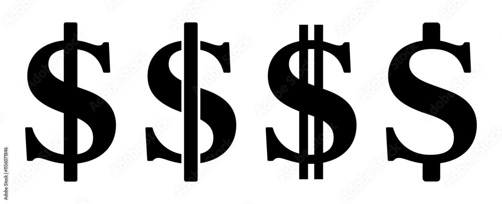 symbol dolara zestaw ikon, grafika wektorowa