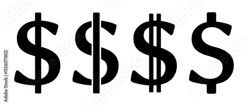 symbol dolara zestaw ikon, grafika wektorowa