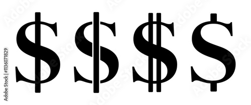 symbol dolara zestaw ikon, grafika wektorowa
