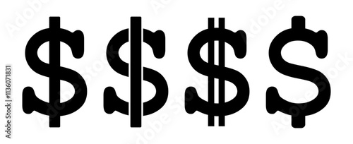 symbol dolara zestaw ikon, grafika wektorowa