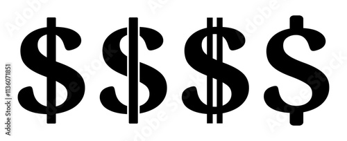 symbol dolara zestaw ikon, grafika wektorowa