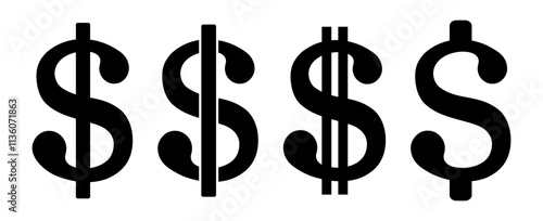 symbol dolara zestaw ikon, grafika wektorowa