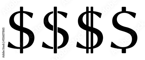 symbol dolara zestaw ikon, grafika wektorowa