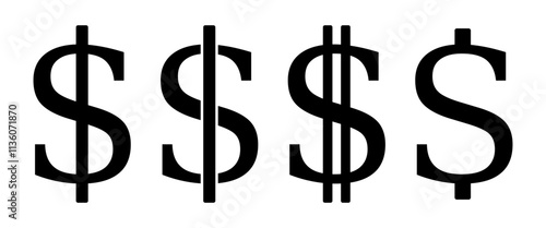 symbol dolara zestaw ikon, grafika wektorowa