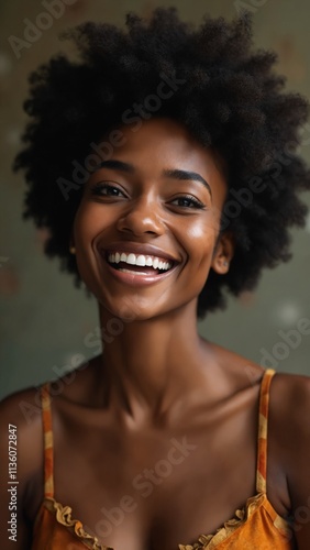 Attractive smiling woman with afro