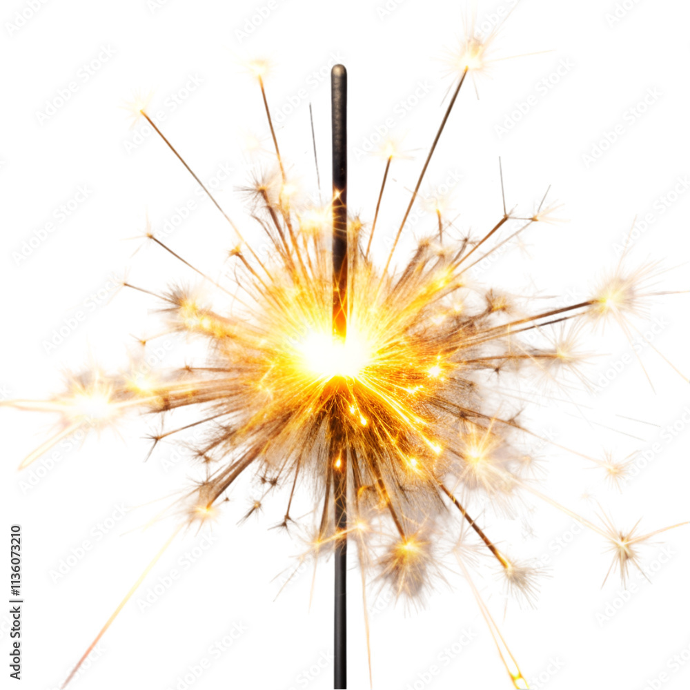Fototapeta premium A burning sparkler isolated on transparent background