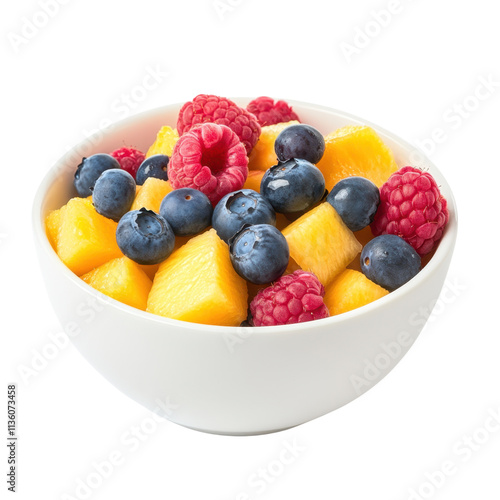 Fresh Cut Fruit Bowl with Blueberries, Raspberries, and Mango