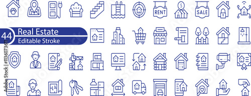 Real estate icon collection set. Containing property, personal, location, buildings, housing, residential, apartment icons set and more.