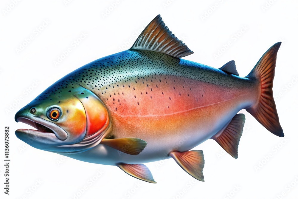 Fototapeta premium Night Salmon, Isolated, White Background, Photorealistic