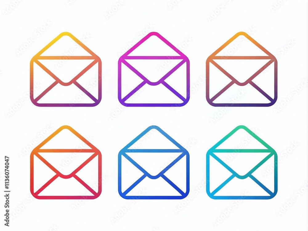 Open Email Logo Designs - Black Line Art Illustrations Open Email Logo Designs - Black Line Art Illustrations