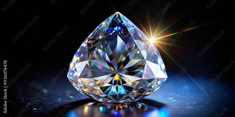 Pear-Shaped Diamond Close-Up Night Photography Pear-Shaped Diamond Close-Up Night Photography