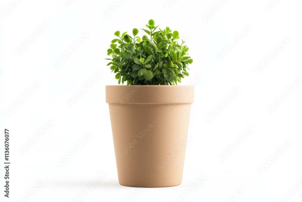 Clean and elegant plant pot mock up featuring vibrant greenery on a white background Clean and elegant plant pot mock up featuring vibrant greenery on a white background
