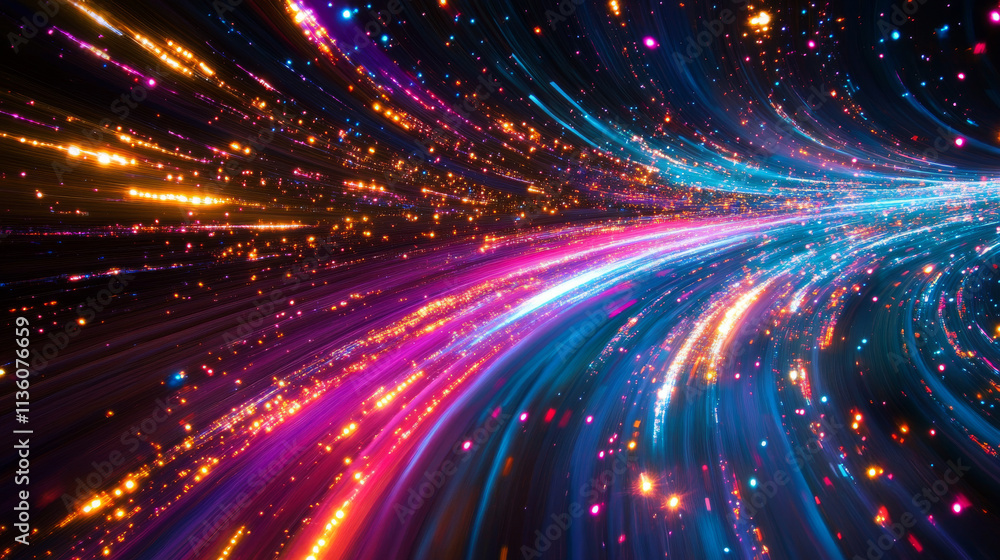 Night sky background with shooting stars. Vector realistic illustration of bright asteroid lights falling down with sparkling neon trails, magic fireballs flying at cosmic speed in space universe Night sky background with shooting stars. Vector realistic illustration of bright asteroid lights falling down with sparkling neon trails, magic fireballs flying at cosmic speed in space universe