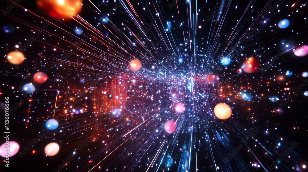 Night sky background with shooting stars. Vector realistic illustration of bright asteroid lights falling down with sparkling neon trails, magic fireballs flying at cosmic speed in space universe Night sky background with shooting stars. Vector realistic illustration of bright asteroid lights falling down with sparkling neon trails, magic fireballs flying at cosmic speed in space universe