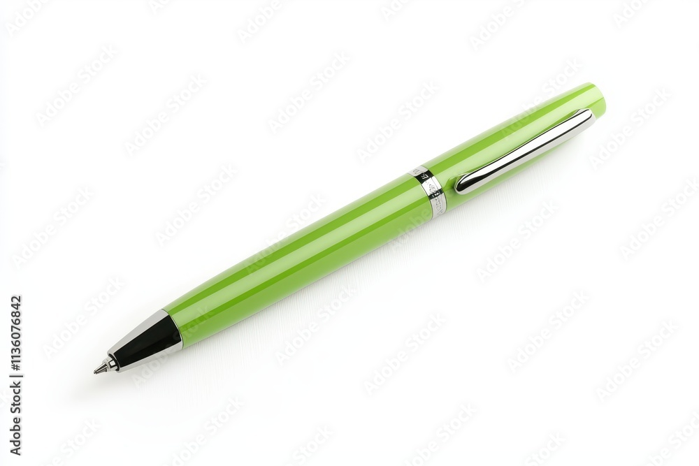 Elegant green fountain pen mock up on a clean white background showcasing its sleek design Elegant green fountain pen mock up on a clean white background showcasing its sleek design