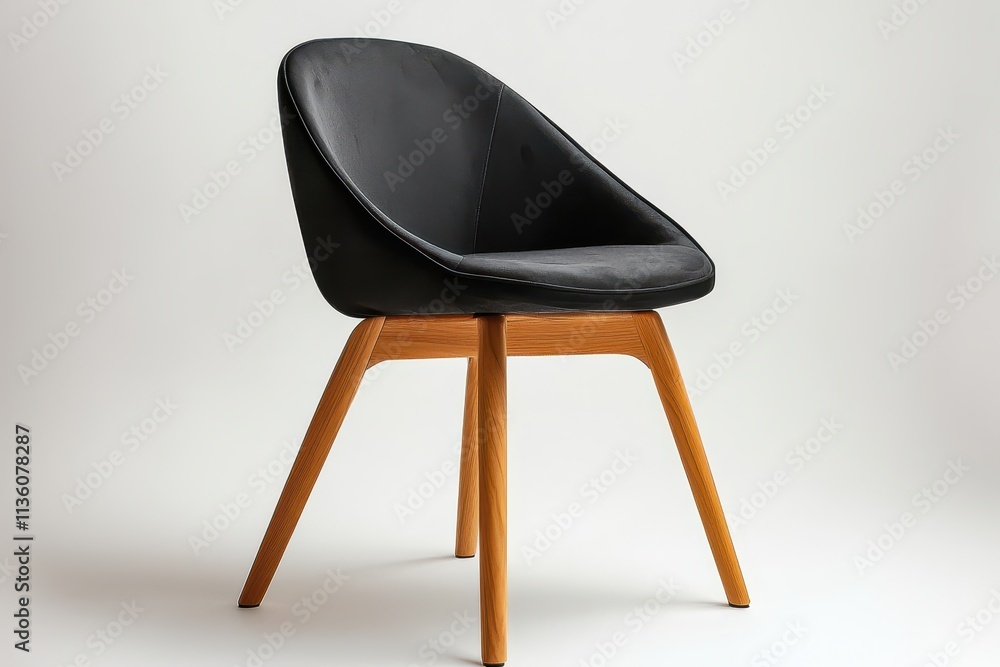 Modern black chair on white background showcasing stylish design and craftsmanship Modern black chair on white background showcasing stylish design and craftsmanship