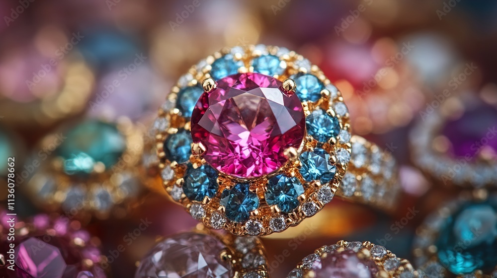 Stunning Pink and Blue Gemstone Ring: Luxury Jewelry Stunning Pink and Blue Gemstone Ring: Luxury Jewelry