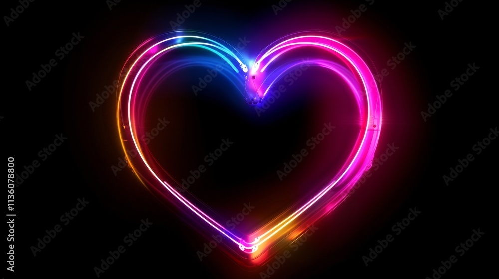 Vibrant neon heart display a colorful digital art piece for romantic valentine s day decor Vibrant neon heart display a colorful digital art piece for romantic valentine s day decor