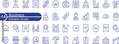 Business concept icon collection set. Containing products, revenue, services, distribution, core value, cost, management icons set and more.