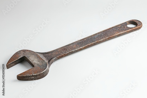 Wrench isolated on white background showcasing metal craftsmanship and design features