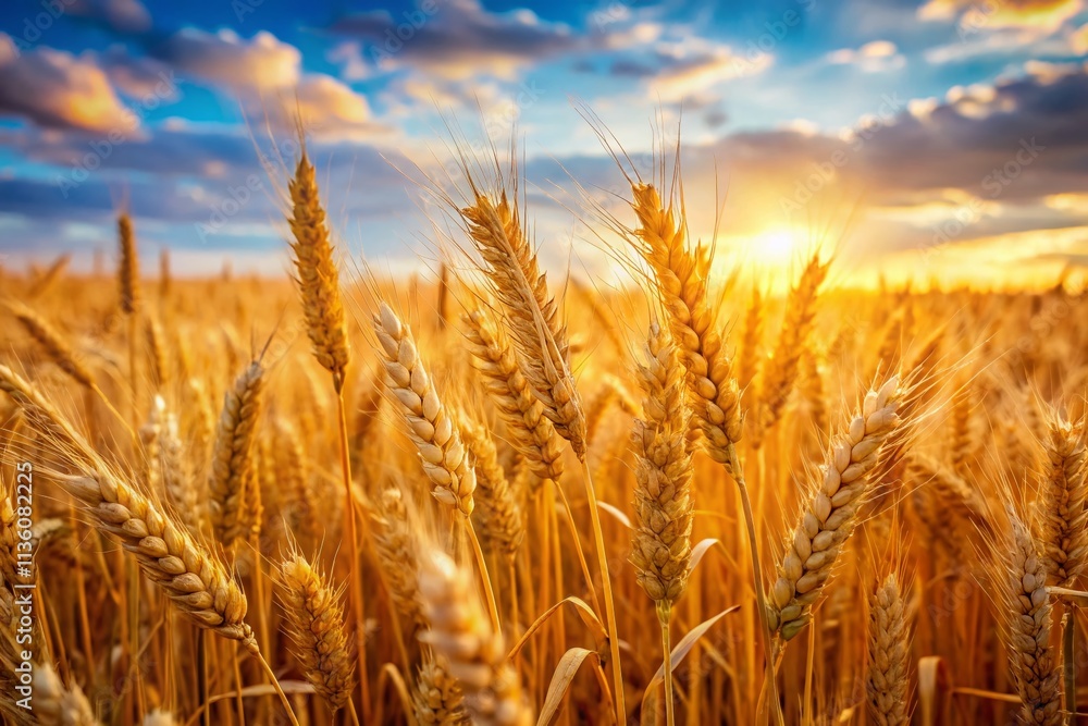 Closeup of a Golden Wheat Field Under a Softly Blurred Sky Capturing the Essence of Nature's Bounty and the Tranquility of Rural Landscapes in Documentary Photography Closeup of a Golden Wheat Field Under a Softly Blurred Sky Capturing the Essence of Nature's Bounty and the Tranquility of Rural Landscapes in Documentary Photography