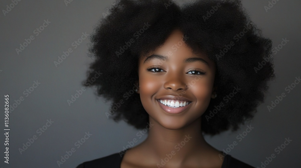 Joyful Portrait of a Smiling African American Teen Girl with Hair Joyful Portrait of a Smiling African American Teen Girl with Hair