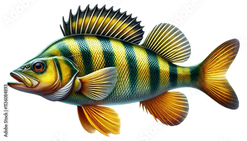 Perch Fish on white background 3