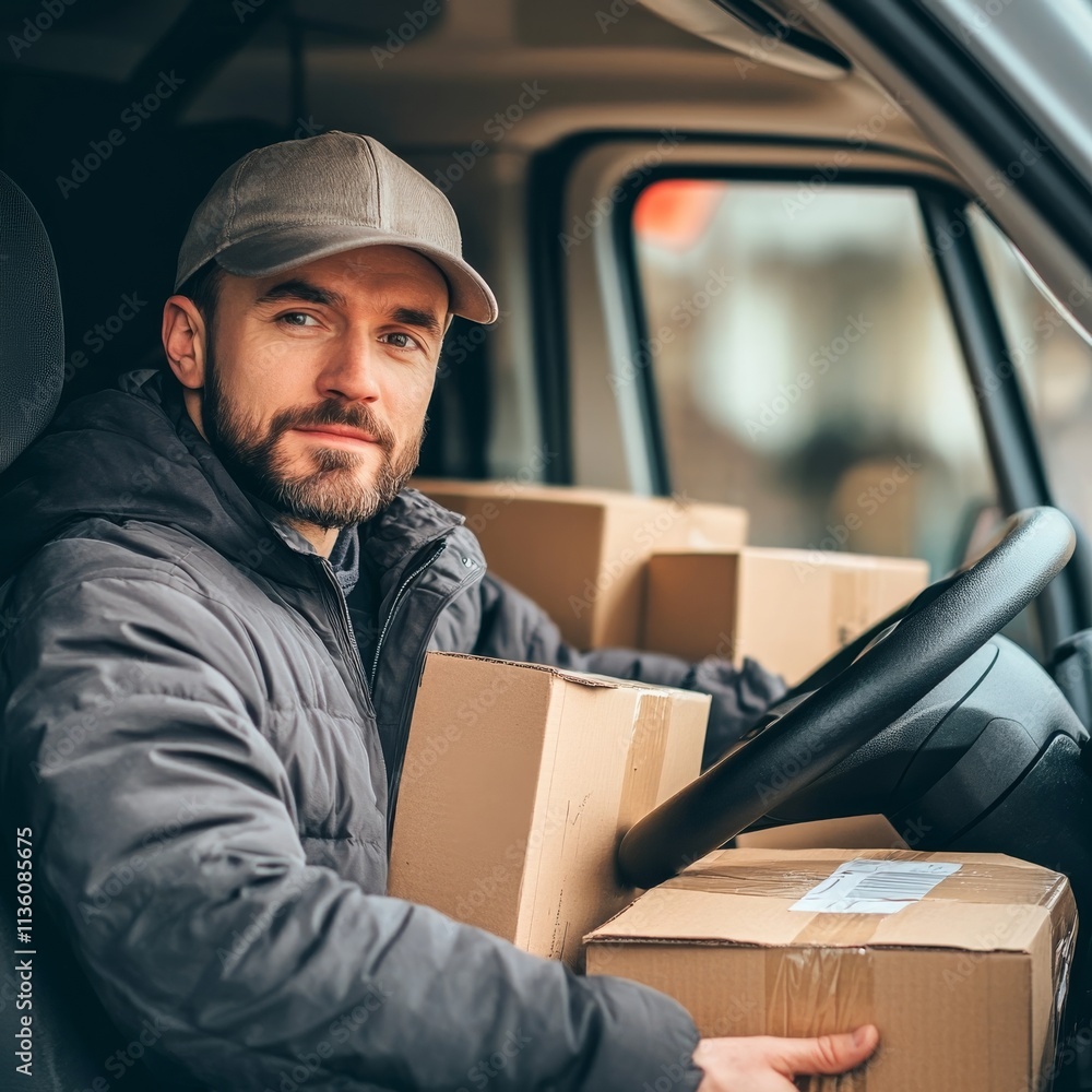 Delivery service worker and packages. Delivery service worker and packages.