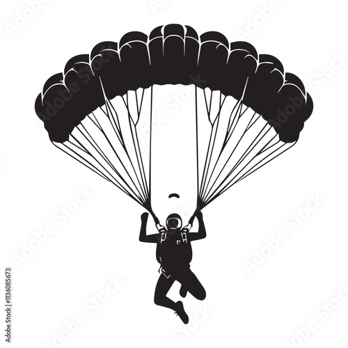 Skydiving Silhouette Vector 